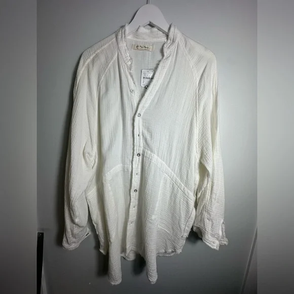 We The Free Womens Daydream White Cotton Tunic Button-Down Top Shirt NWT Small - Picture 10 of 17